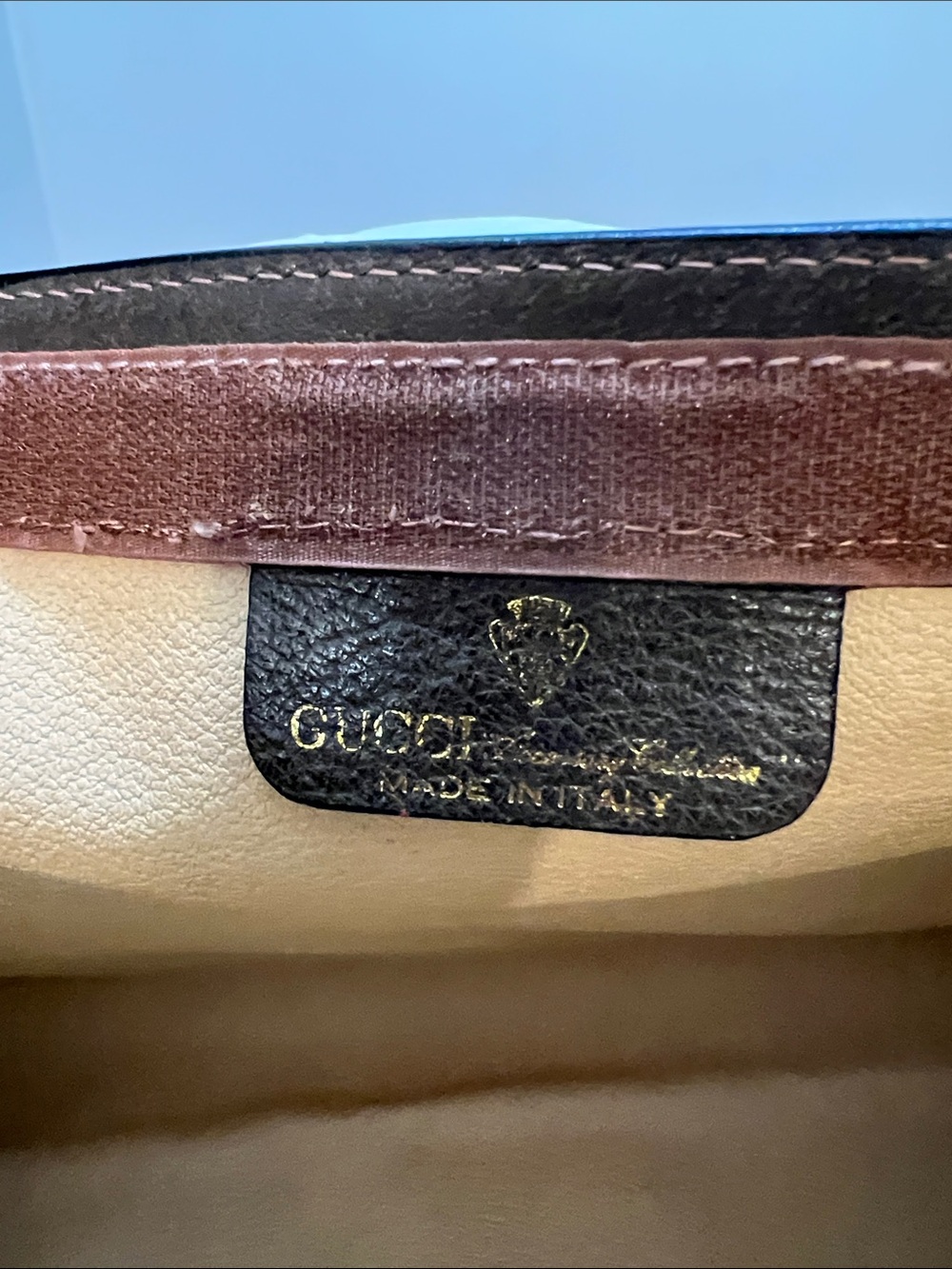 Vintage Designer Styled Clutch Bag Brown GG Canvas with Green and Red Stripe - Picture 2 of 12
